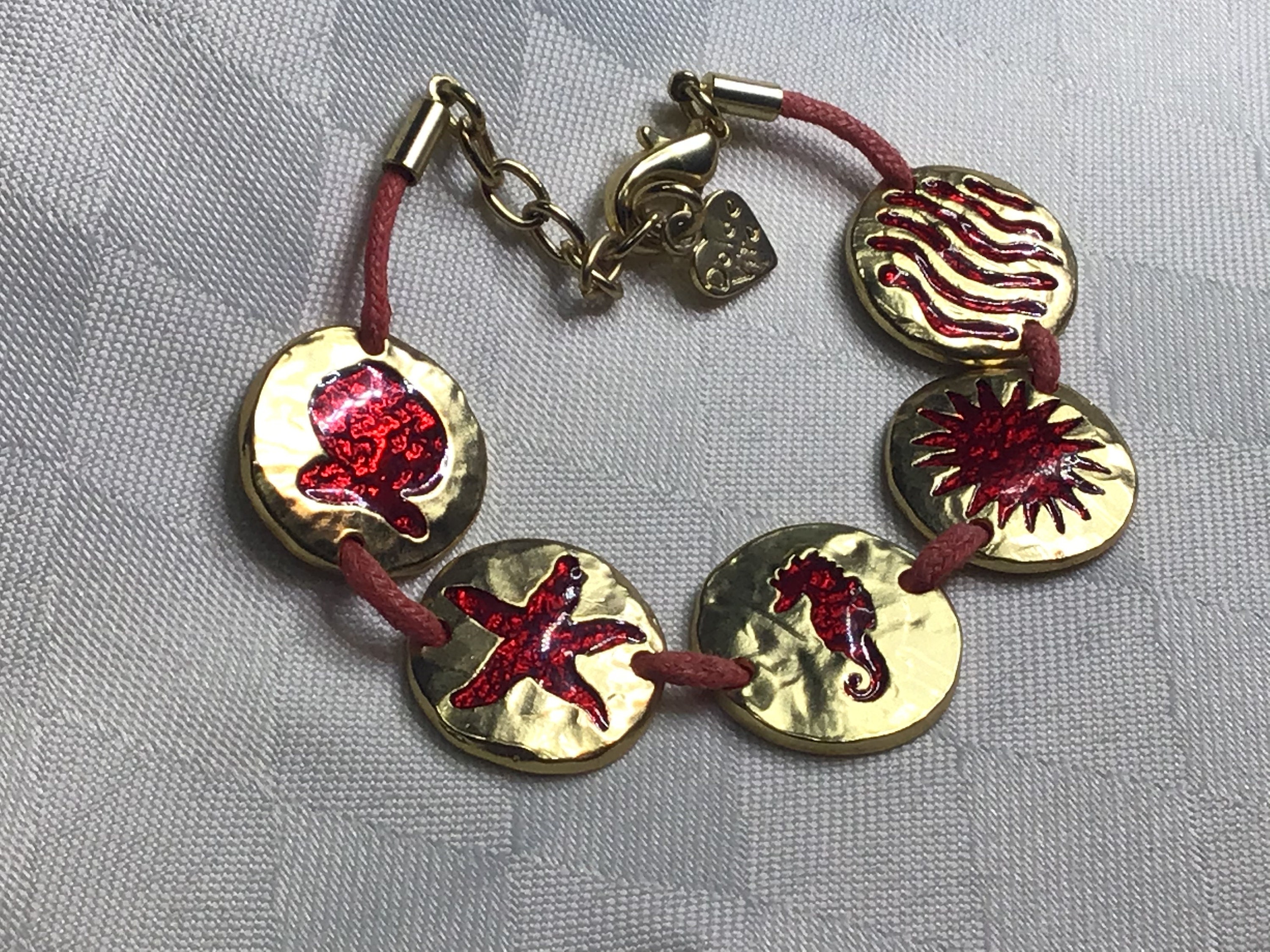 Signed Dolce Vita Beautiful Gold Bracelet With Red Enamel Sea Etsy