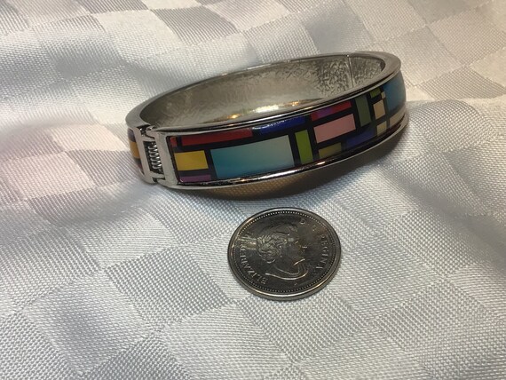 Bracelet Ethnique Gravé Argenté - Occasion En Très Bon état, Style Bohème