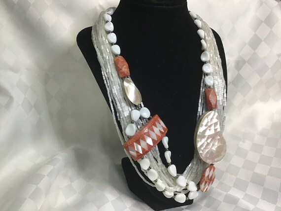 Superbe collier multi-rangs de coquillages et de … - image 5