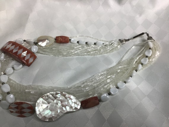 Superbe collier multi-rangs de coquillages et de … - image 7