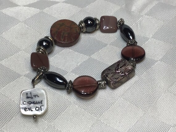 Joli bracelet élastique en billes de pierres, de … - image 4