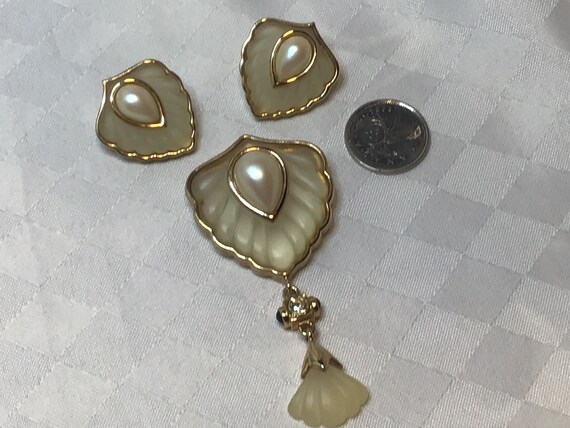 Parure De Joaillerie Art Nouveau En Or Et Perles - Lot De 3 Pièces (broche, Boucles D'oreilles) - Occasion Collection