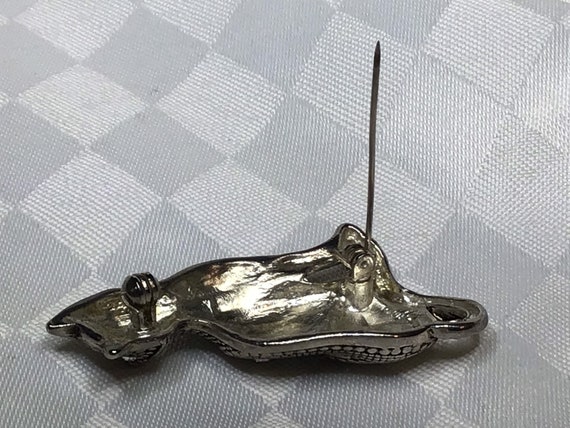Broche Art Déco En Argent Représentant Un Chat - Vintage/Occasion