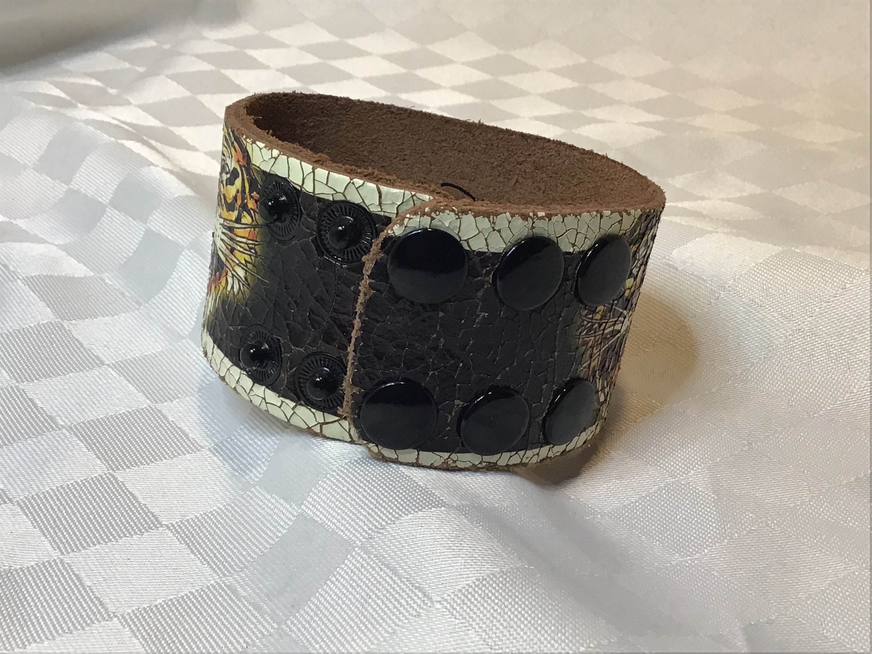 By Ed Hardy. Very Beautiful Leather Bracelet Painted and