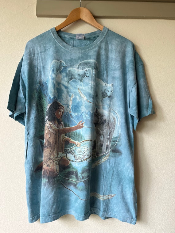 2001 Vintage The Mountain Graphic Art Blue T-Shir… - image 3