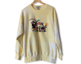 Tie Dye Vintage Embroidered Characters Disney Sweatshirt. Size Medium. Made in USA