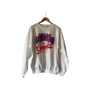 Vintage All American Grandpa White Sweatshirt. Made in USA. Size Medium