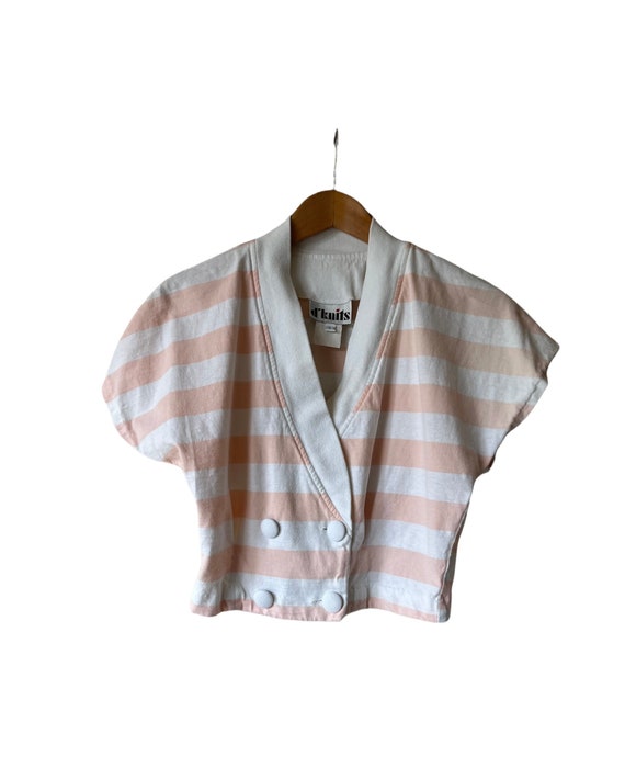 Vintage Crop Double Bested Cotton Striped Short S… - image 1