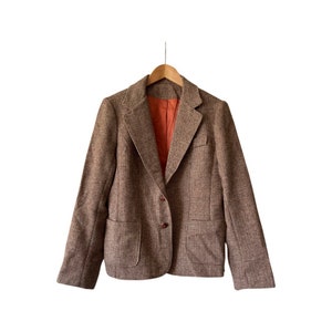 Vintage Larry Levine Mini Houndstooth Plaid 2 Pocket Blazer/ Jacket/ Made in USA