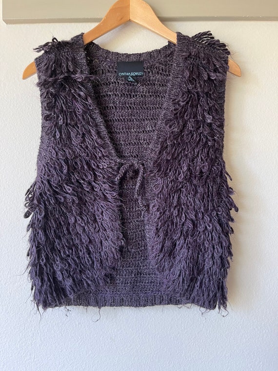 Shaggy Boho Knit Purple Vest. Size Small. - image 3