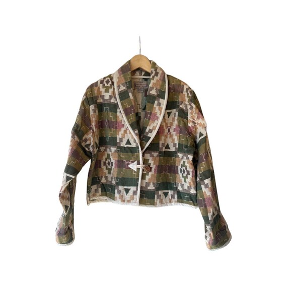 Vintage Tapestry Southwest Pattern 1 Button Short Jacket. Womens
