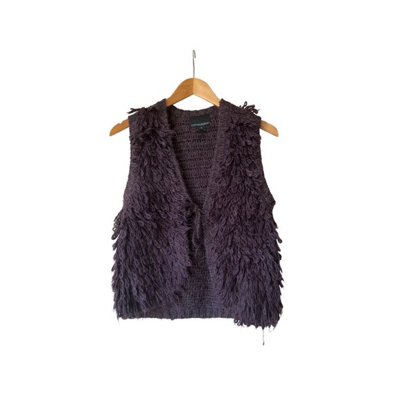 Shaggy Boho Knit Purple Vest. Size Small. - image 1