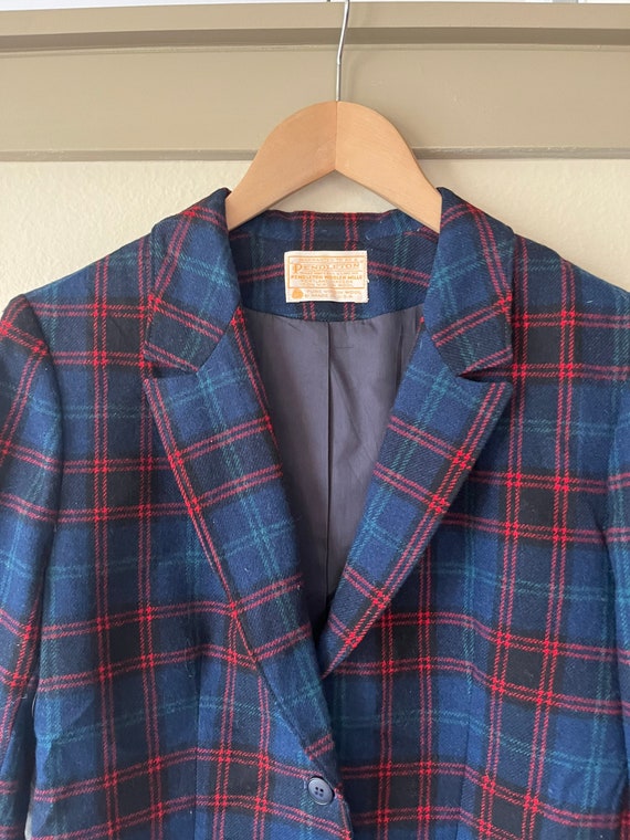 Vintage Pendleton Plaid Wool 2 Pocket Blazer / Cl… - image 4