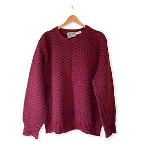 Vintage 90’s Wool Patterned Sweater. Made in USA. Size Large