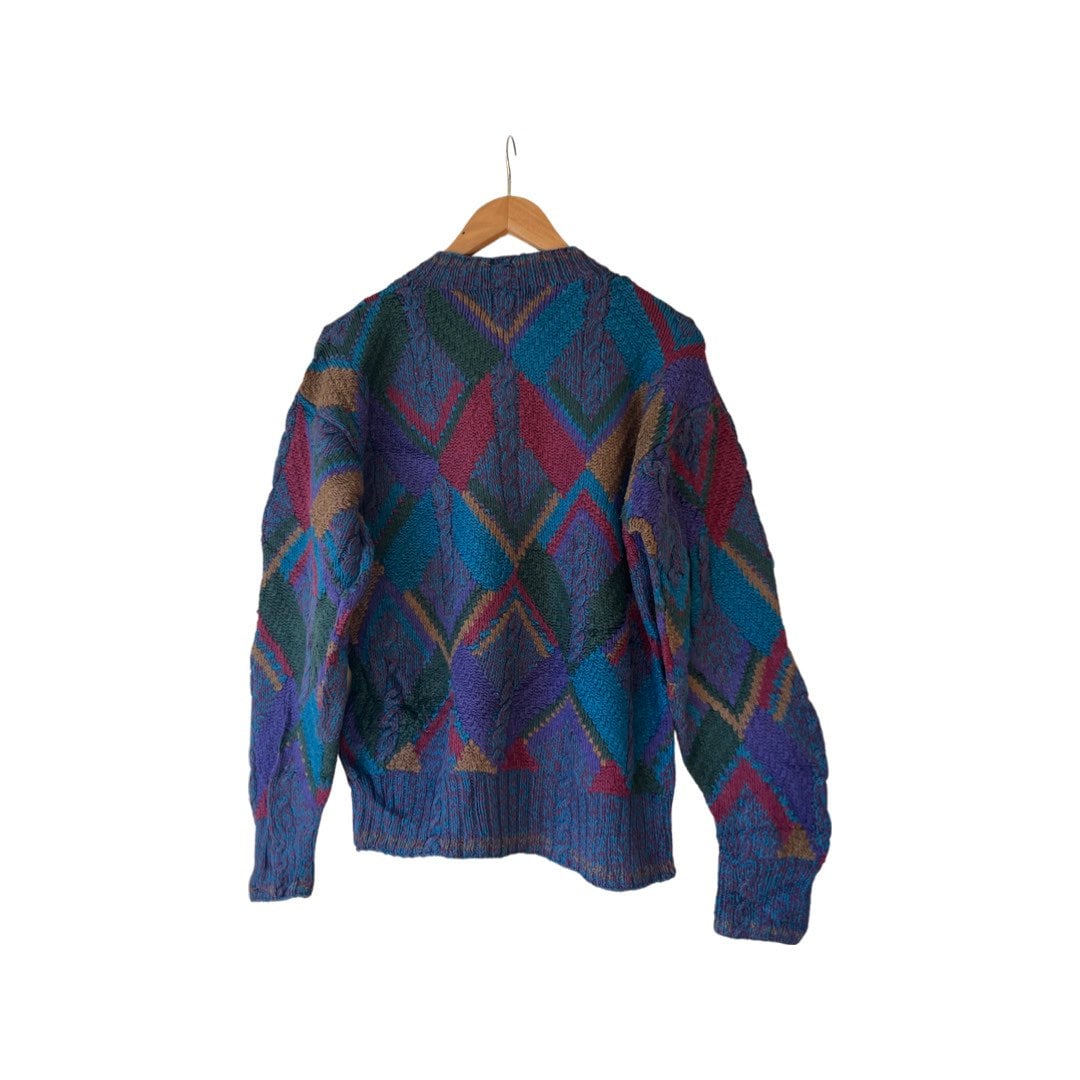 Vintage 90s Colours by Alexander Julian Unisex Geometric Sweater Cotton linen Size Small. Etsy