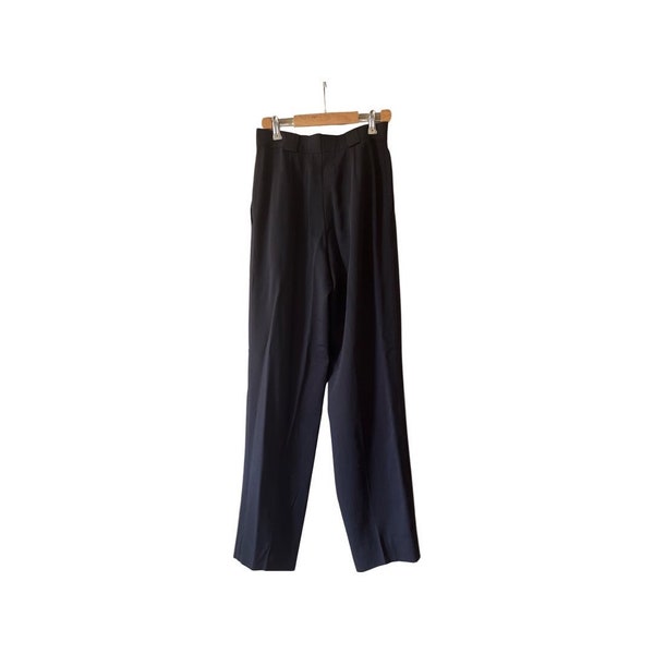 Vintage 90s Escada Black Pleaded High Waisted Trouser. Made in Germany. Size 38.