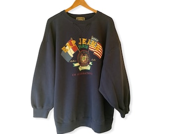 Vintage Express Navy Blue Oversized Sweatshirt. Made in Korea. Size Medium