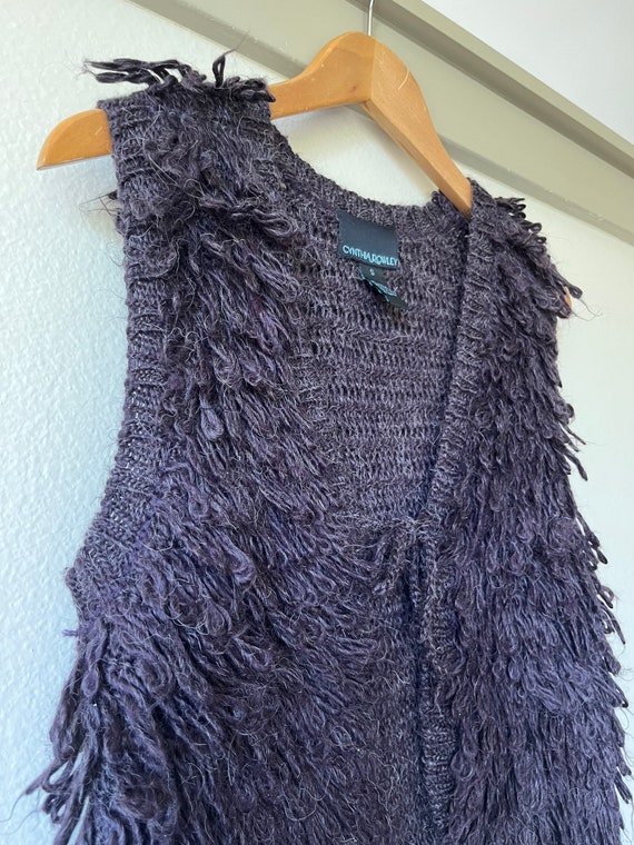 Shaggy Boho Knit Purple Vest. Size Small. - image 7