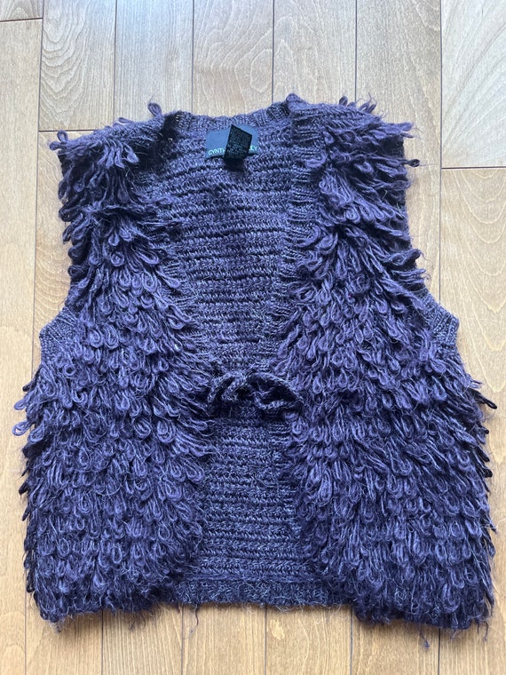Shaggy Boho Knit Purple Vest. Size Small. - image 5