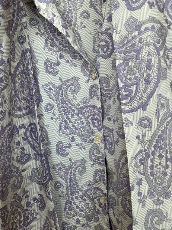 Vintage Paisley Lavender Tie Neck Blouse. Made in… - image 9