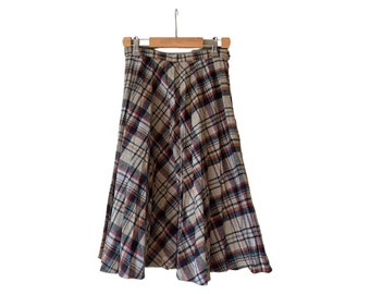 Women’s Wool Plaid Skirt. High Waist Warm Skirt. Midi Pleated Skirt . Winter Skirt . Streetwear. Size 8