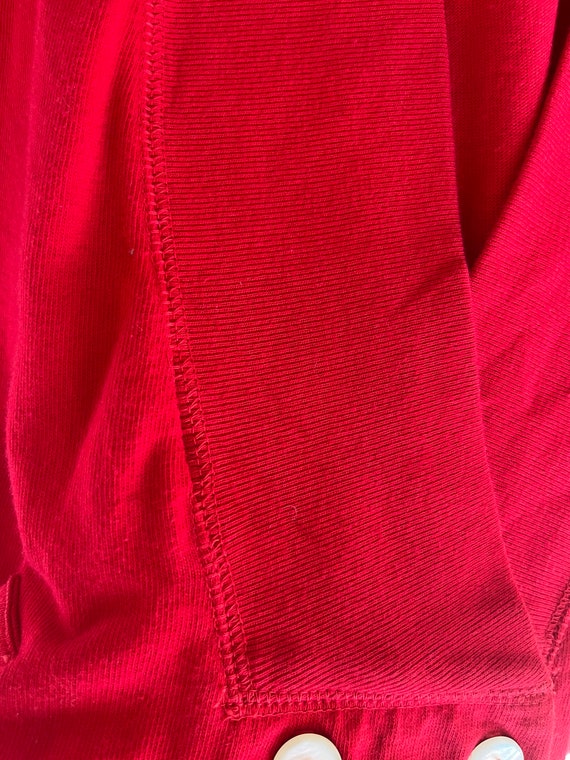 Deep V Neck 80s Cardigan| Red Knit Boho Cardigan|… - image 5