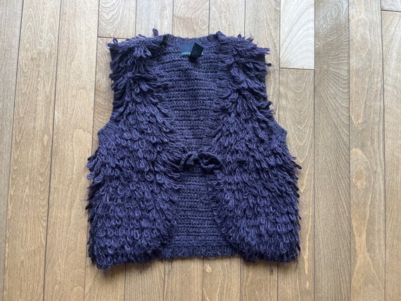 Shaggy Boho Knit Purple Vest. Size Small. - image 9