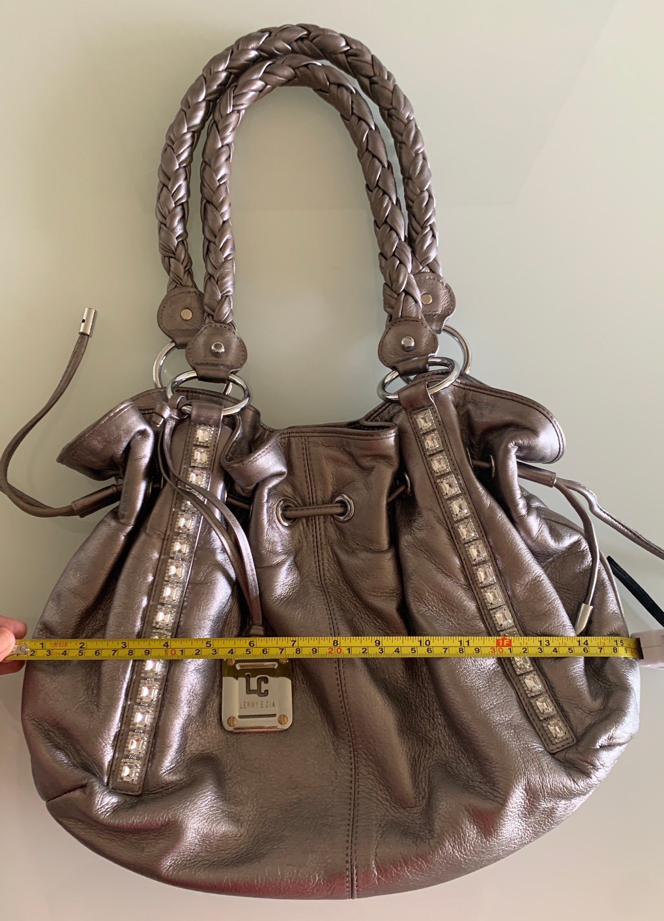 Leather Boho Bag With Rhinestone Detail - Etsy