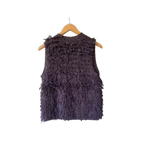 Shaggy Boho Knit Purple Vest. Size Small. - image 2