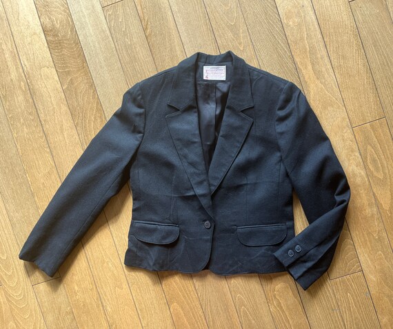 Pendleton Black Virgin Wool One Button Blazer Vin… - image 5