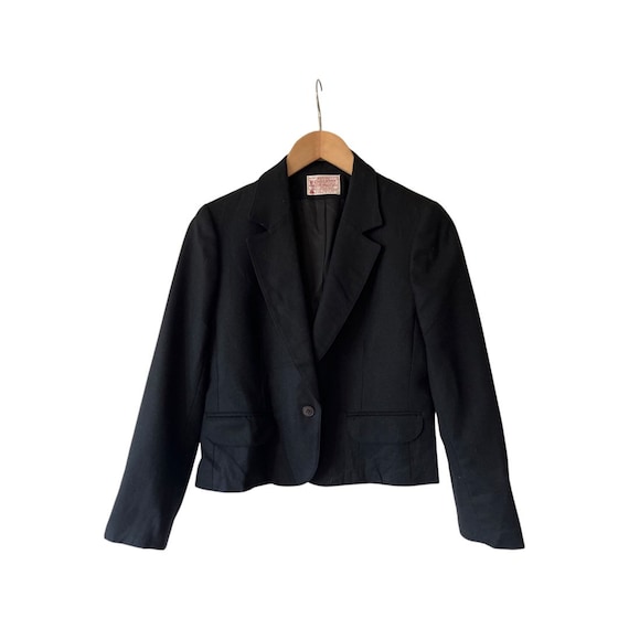 Pendleton Black Virgin Wool One Button Blazer Vin… - image 1