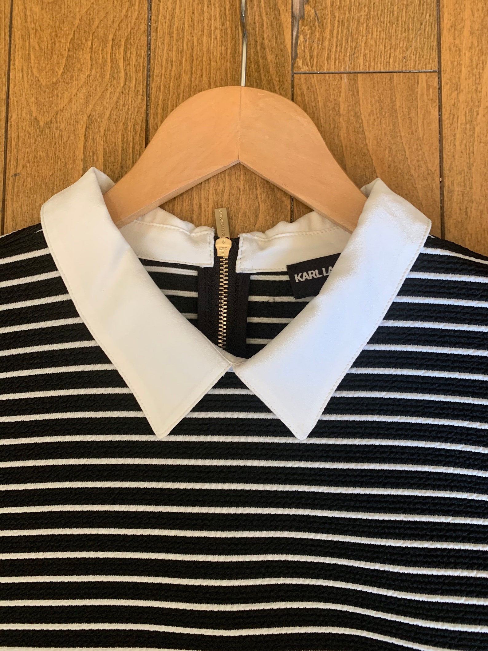 Karl Lagerfeld Stripe Knit Pleaded Sleeve Detailed Top. Size - Etsy