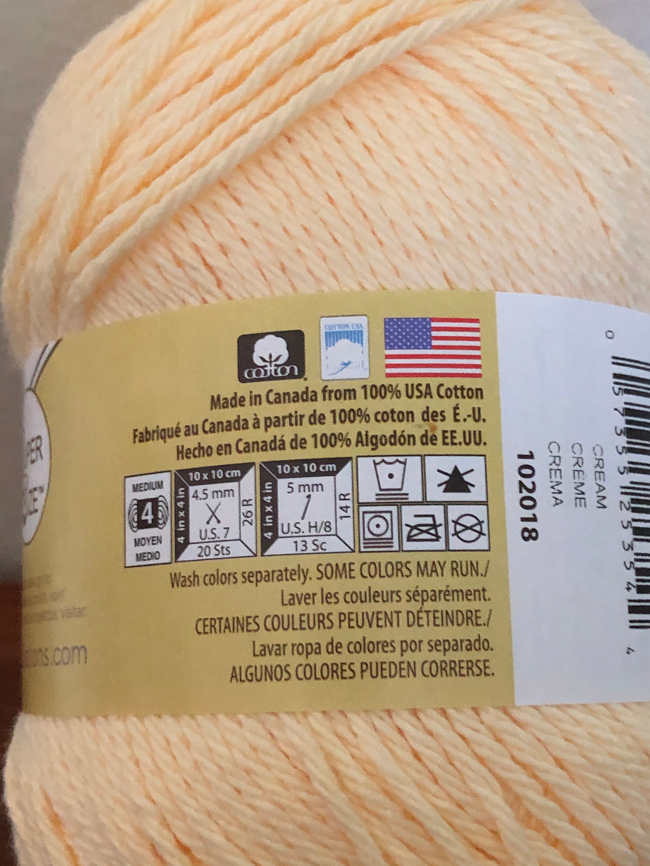Sugar N Cream Yarn Super Size Cream 100 Cotton 4 Oz. Etsy