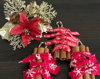 Handmade Cinnamon Stick Christmas Ornaments, Set Of Three.