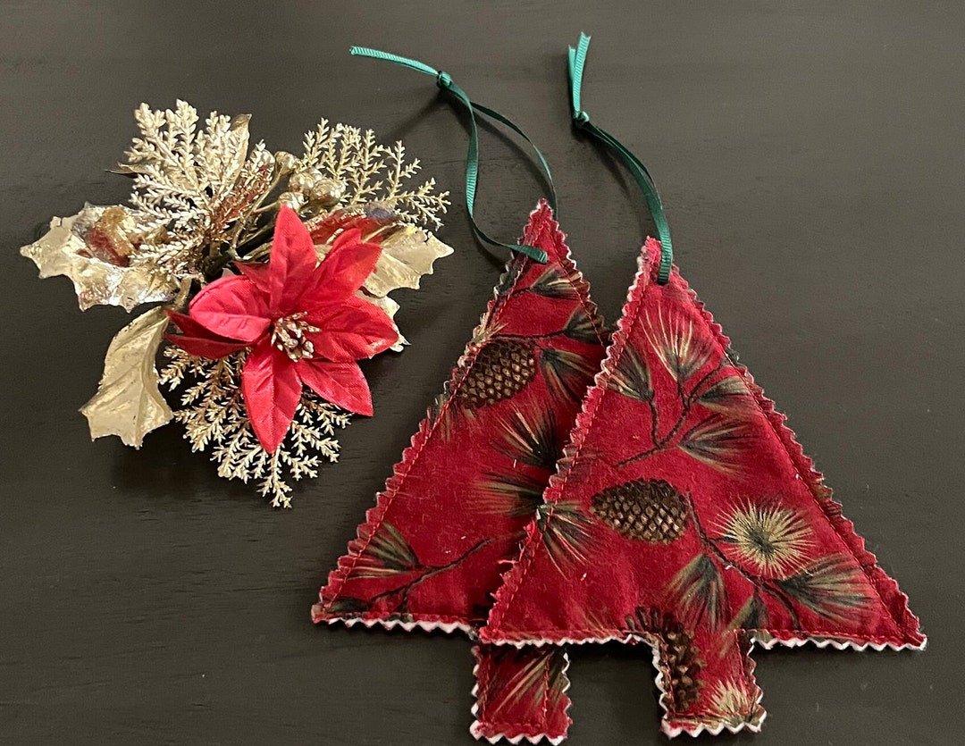 Hand Sewn Christmas Tree Ornaments Set of Two. Etsy