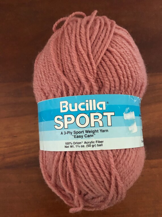 3-Ply Sport Weight 100/% Acrylic Color #13 Light Rose Bucilla Sport Yarn Dye Lot # 2637.
