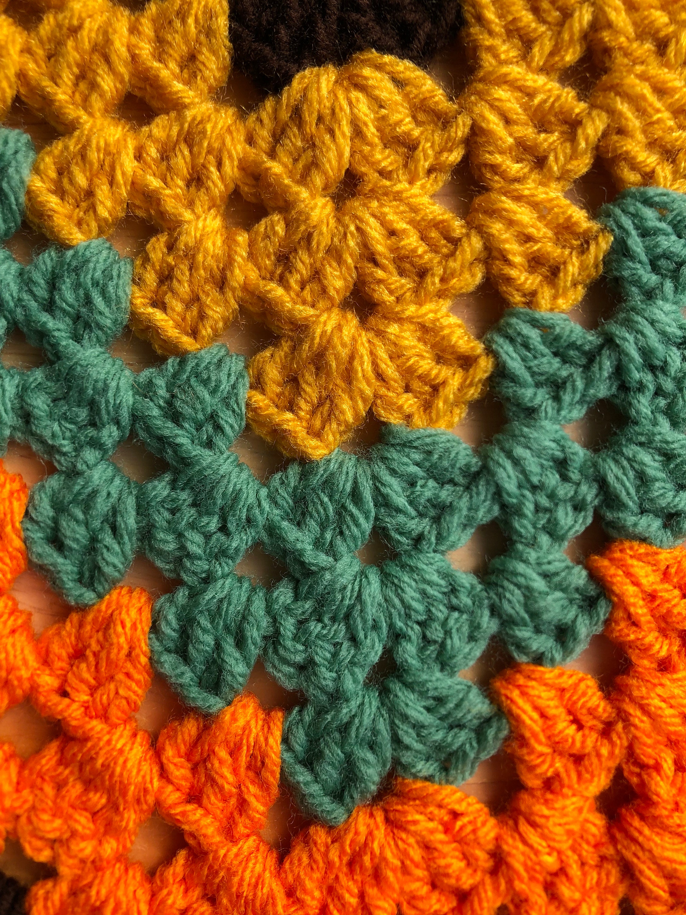 Handmade Crocheted Table Runner In Gold Orange Green And | Etsy
