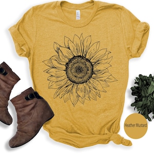 Girasol: camisa de girasol, camiseta floral, camisa de flores, camisa de jardín, camisa de otoño para mujer, camiseta de girasol. Camiseta del sol