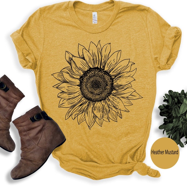 Sunflower - Sunflower Shirt, Floral Tee Shirt, Flower Shirt,Garden Shirt, Womens Fall Shirt, Sunflower Tshirt Sunflower Shirts. Sunshine Tee