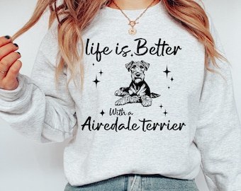 Airedale Terrier Sweatshirt – Cozy Dog Lover Crewneck Pullover
