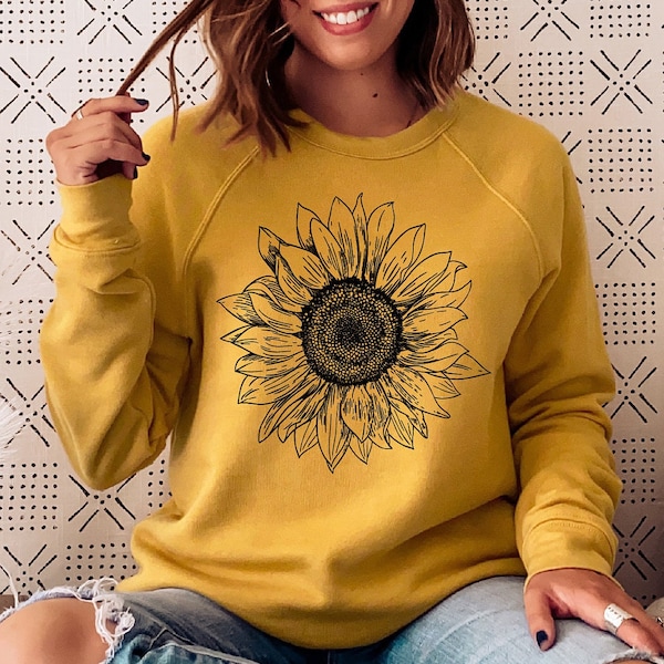 Retro Sun Flower Art Print Casual Long Sleeve Zip Sweatshirt