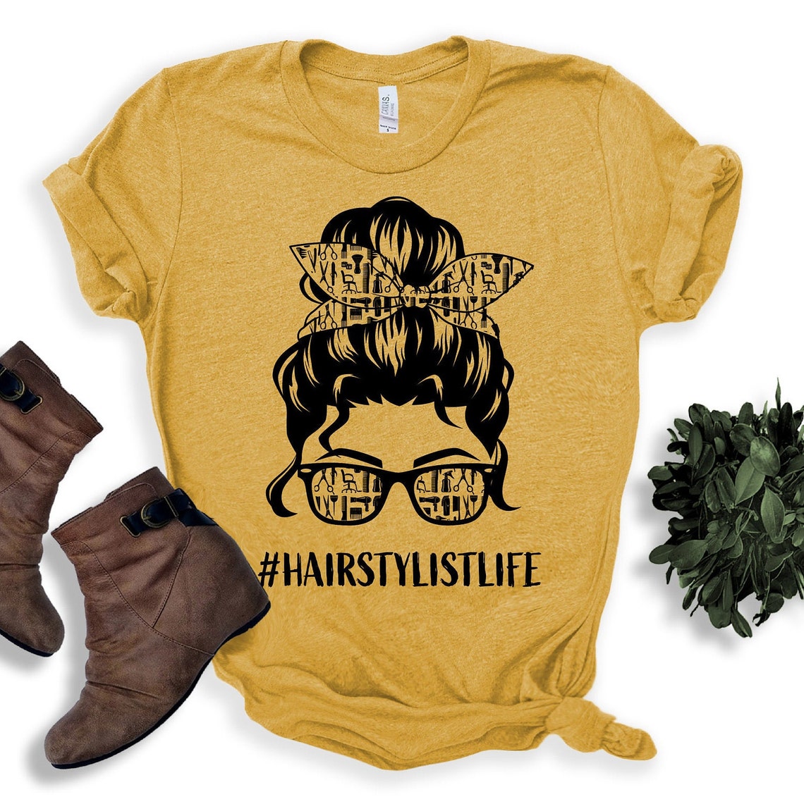 Hair Stylist Shirt For Women Hair Dresser Messy Bun Shirt Etsy