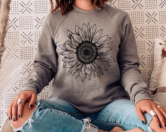 Sunflower Sweatshirts, Bella Canvas Sponge Fleece Raglan Crewneck Sweatshirt