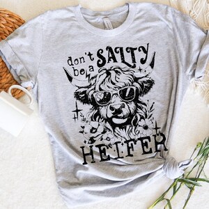Salty Heifer Highland Cow T-Shirt: Funny Farmer Gift
