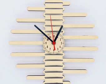Orologio da parete Art Deco moderno legno tagliato al laser naturale