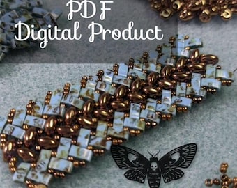 Half Tila & SuperDuo Herringbone Bracelet Tutorials | Beading Pattern