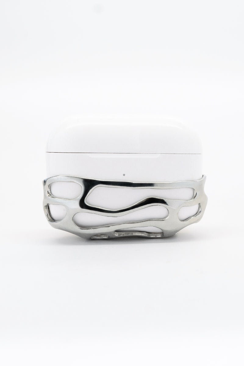Silver Airpods Pro Case Cover – Fluid Metal Protective Shell for