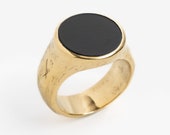 【冬バーゲン★】 18k Ring Signet Onyx Gold Ring Stone Black Bold – Vermeil アクセサリー