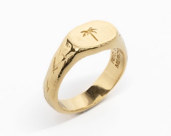 Gold palm tree Ring, The Envy by Merchants of the Sun, unisex 18k gold vermeil handmade jewellery, watersafe minimalist mens gold ring