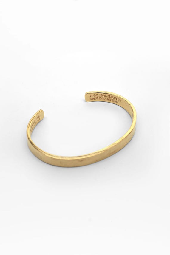 18k Gold Vermeil Engraved Cuff Bracelet – Minimalist Open Bangle - Main Image
